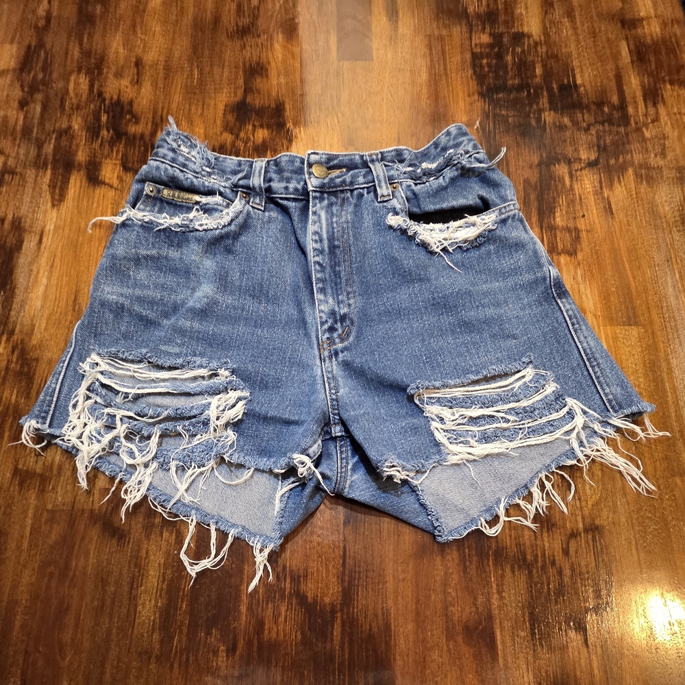 RM Williams Australia Discontiued Distressed Denim Shorts SZ womens 14